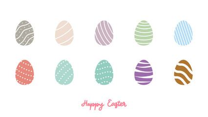 Hand drawn easter day eggs set vector  in happy easter day isolated on white  background  ,illustration  Vector EPS 10