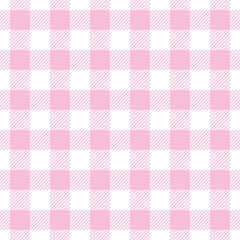 Gingham plaid vector pattern, pink and white checkered repeat