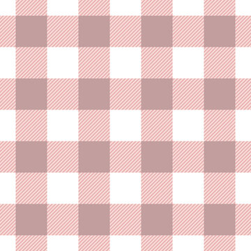 Brown and white checkered pattern, gingham plaid vector repeat