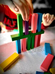child playing with blocks