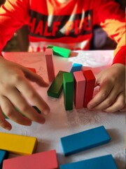 child playing with blocks