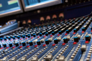 Sound recording studio mixer desk