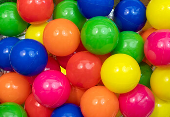 Close up of colorful plastic play balls.