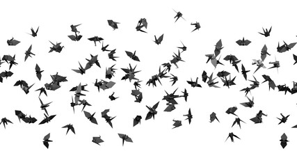 Black origami crane on white background.
3D illustration for background.
