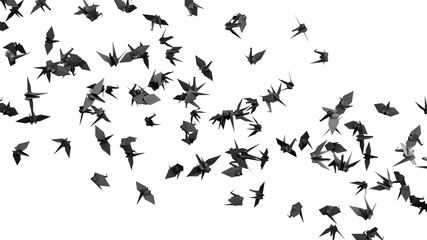 Fototapeta na wymiar Black origami crane on white background. 3D illustration for background. 
