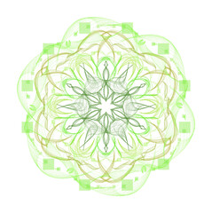 Graceful geometric circular pattern on a white background.