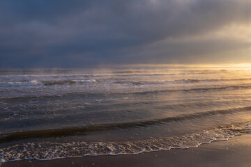 Waves at sunrise at Caspian Sea