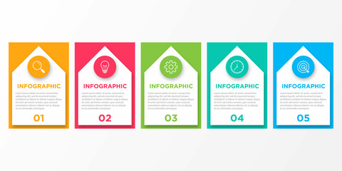 Business infographic template. Thin line design label with icon and 5 options, steps or processes.