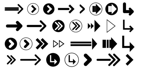 Arrow icons collection. Arrow simple balck and white icon set. Collection of vector arrows symbols