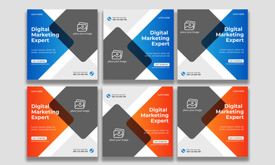 Digital business marketing social media post design. Digital and online marketing social media banner template