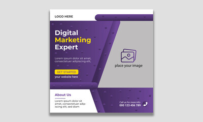 Digital business marketing social media post design. Digital and online marketing social media banner template