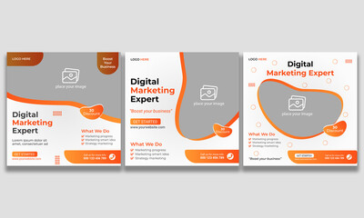 Digital business marketing social media post design. Digital and online marketing social media banner template