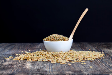 dried lentils on the table before cooking