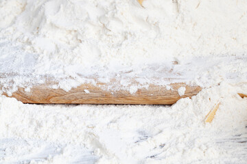 wheat flour from wheat grains on the table