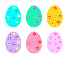 Colorful easter eggs. Color vector illustration in flat style. Isolated on white background.	