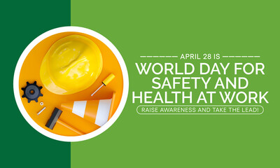 World day for safety and health at work is observed every year on April 28, to promote and protect employees through safe and healthy work practices. 3D Rendering