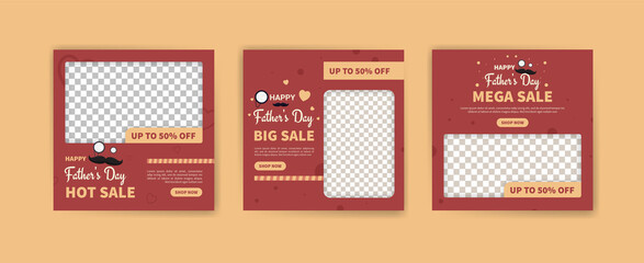 Happy Father's Day. Father's day big sale. Banner vector for social media ads, web ads, business messages, discount flyers and big sale banners.