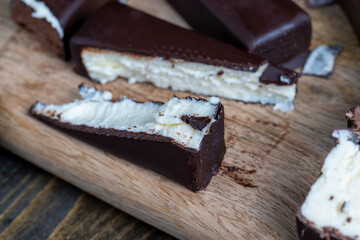 sweet cottage cheese in chocolate glaze