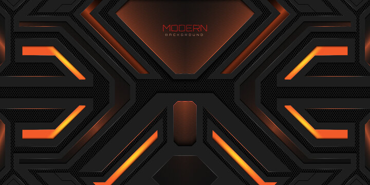Modern dark gaming background with orange neon light panel