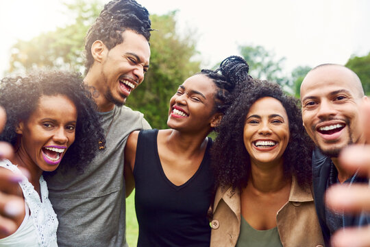 Laughing with friends is the best kinda laughing there is. Cropped shot of friends spending time together outdoors.