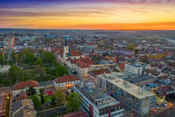 Beautiful Bjelovar in spring morning from above