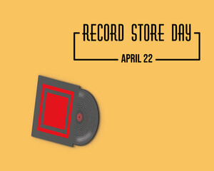 3D rendering of Record store day on April 22 with a vinyl