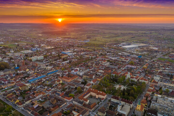 Beautiful Bjelovar in spring morning from above