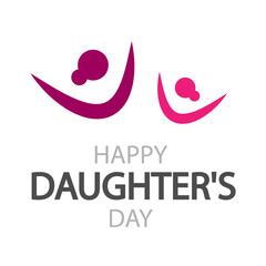 Daughters day cheerful mother and daughter logo, vector art illustration.