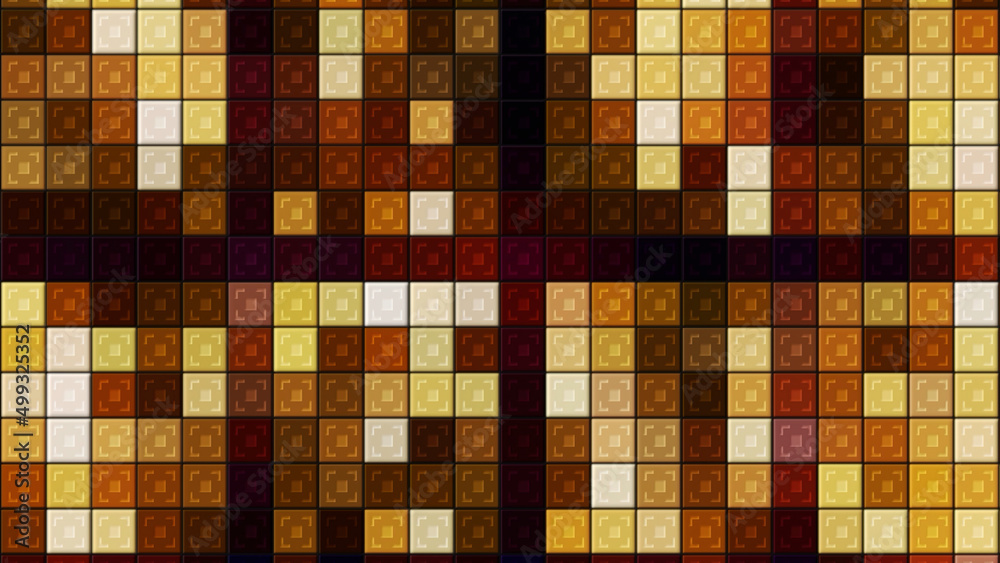 Poster abstract background of colorful mosaic wall with blinking flat shapes, seamless loop. motion. random