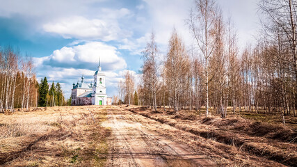 Fototapeta na wymiar landscape ancient Orthodox church