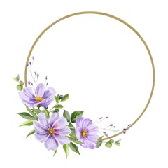 frame with purple flowers gold