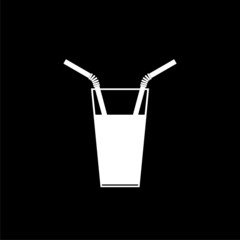 Fresh drink straw icon isolated on dark background