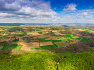 Beautiful Bilogora in spring from above