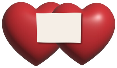 two hearts together with place for your text, isolated illustration