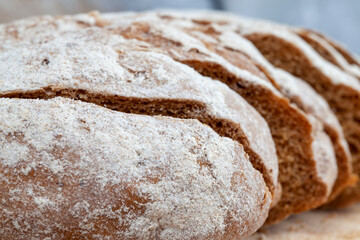 fresh bread cut into pieces and slices