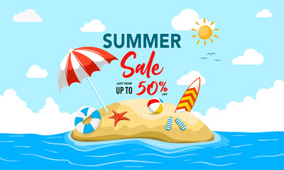 Summer Sale Island poster or banner special offer