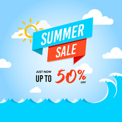Summer Sale sea banner or poster special offer