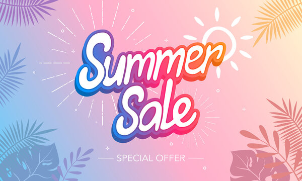 Summer Sale design for a banner. Hot Summer. Holiday, Vacation, Weekend