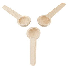 Three wooden spoons isolated on a white background.