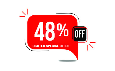 48% off limited offer. White and red banner with clearance details