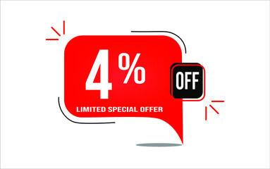 4% off limited offer. White and red banner with clearance details