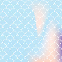 Mermaid scales background with holographic gradient.