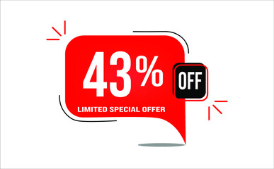 43% off limited offer. White and red banner with clearance details