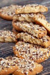 Fototapeta na wymiar wheat cookies with flax and sunflower seeds