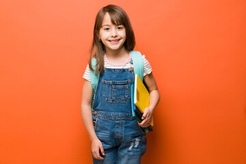 Beautiful elementary student in a studio