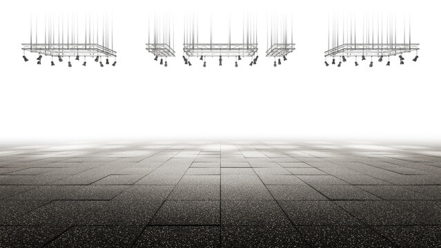 Sidewalk Tiles. Stage with spotlights. Empty space background. Background for product demonstration or mockup. 3d