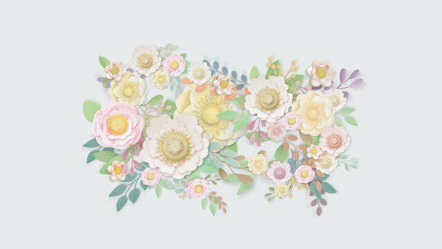 3D rendering Flowers pastel background.Spring, nature and cosmetology concept. Botanical background