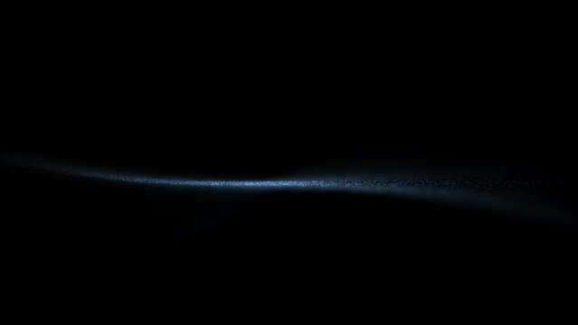Slow moving dotted wavy detailed lines on clean dark black copy space seamless loop animation. Art background.
