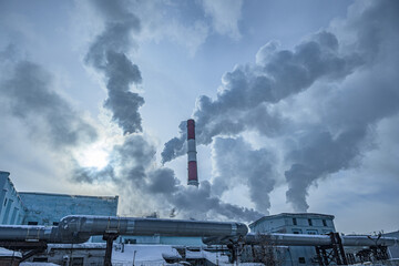 Naklejka premium Smoking pipes of a thermal power plant