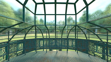 ガーデンルームのある庭園